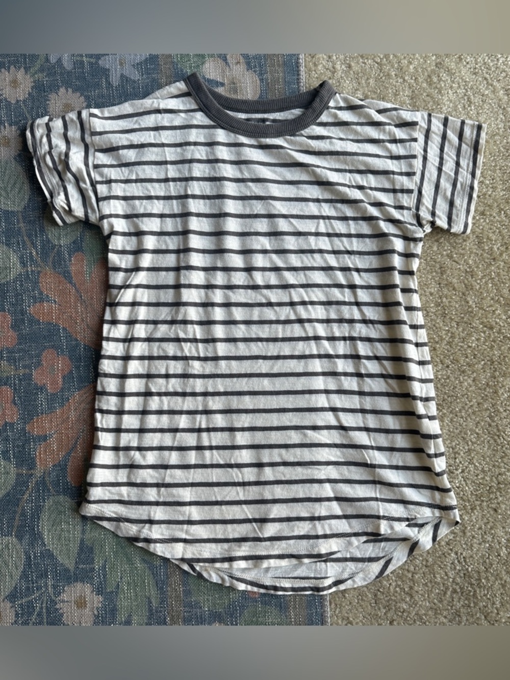 Madewell Gray and White Striped Tee